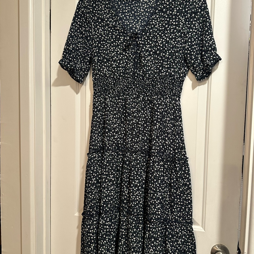 Elegant Navy Floral Dress